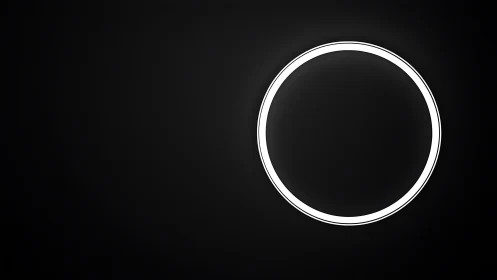 Minimal neon ring on deep black background, offset right.