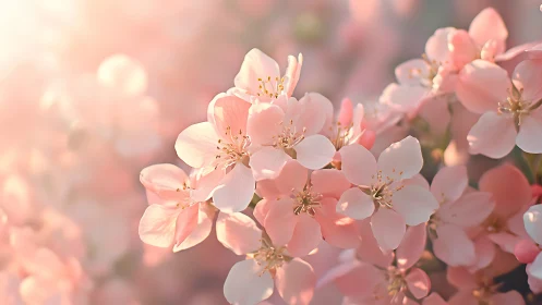 Cherry Blossom Cluster with Soft Focus Bokeh Background