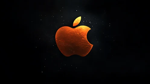 Luminescent Apple Logo with Incandescent Surface Texture and Particle Effects