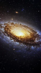 Spiral galaxy with bright central bulge in deep space.