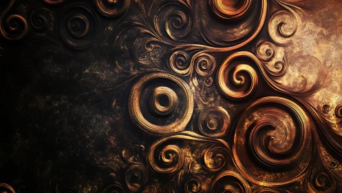 Bronze baroque scrollwork with high-relief swirling filigree detail