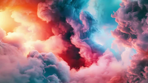 Multicolored volumetric clouds in abstract digital scene.