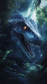 Midnight jungle raptor emerges with a fiery, watchful gaze