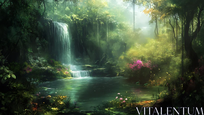 Forest Waterfall Garden Paradise.