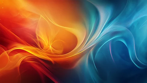 Swirling ribbons of warm fire and cool water dance together