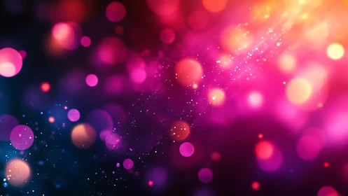 Colorful bokeh light field forms gradient across dark frame