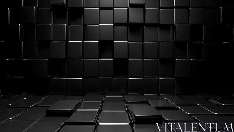 Midnight cube chamber with sleek reflective geometry breathing.