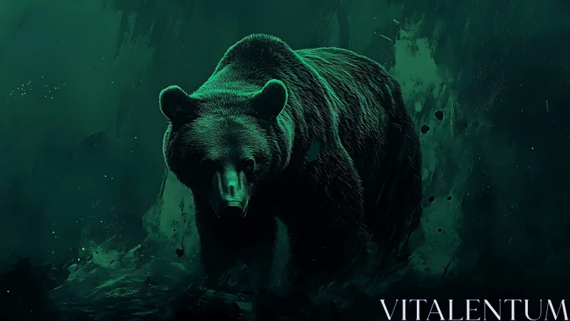 Low-key teal bear rendering emphasizes directional rim lighting