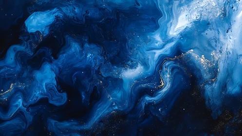 Midnight nebula swirls and starlit tides of electric blue.