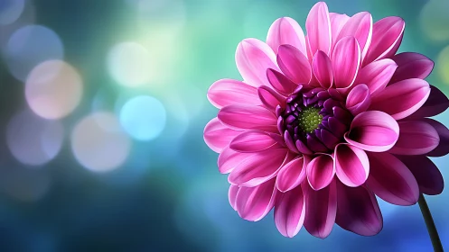 Vibrant Pink Dahlia Blooms Against Dreamy Turquoise Bokeh