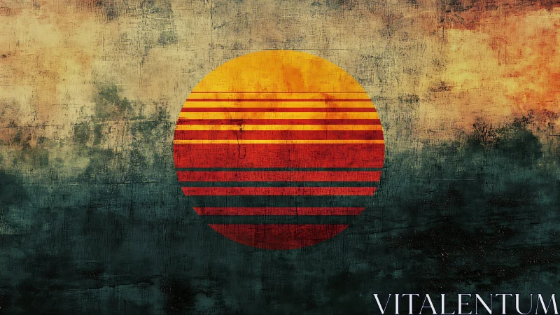 Sunset stripes over weathered sky in warm grunge calm.