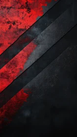 Diagonal textured bands divide red and black rough fields