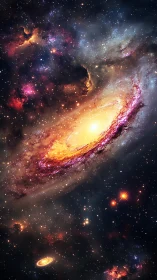 Starlit nebula whirls around a molten galactic heartbeat