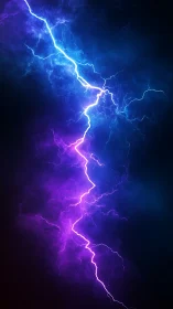 Bicolor vertical lightning bolt in blue and violet clouds.