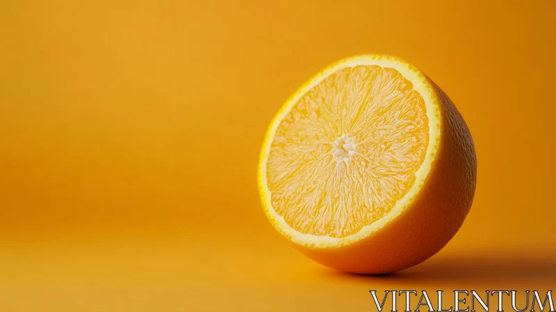 Half orange on monochrome yellow studio background.