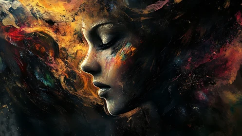 Digital painting profile study in molten chromatic abstraction.