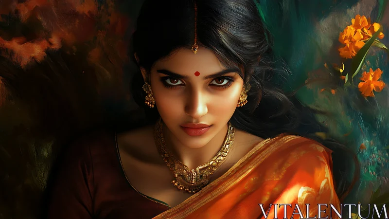 High-saturation digital portrait of ornamented gaze dynamics.