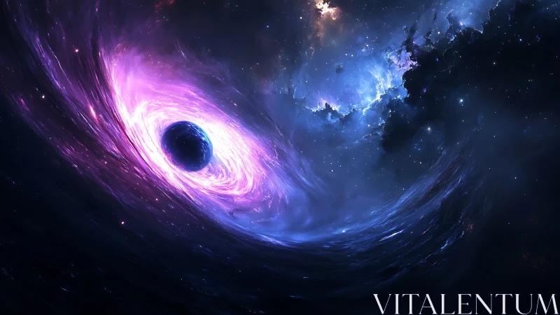 Planet caught in violet maelstrom at the galaxy&rsquo;s hungry edge.