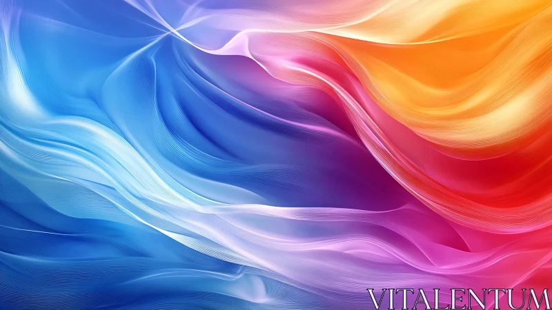 Chromatic fluid waves in layered translucent digital gradients.