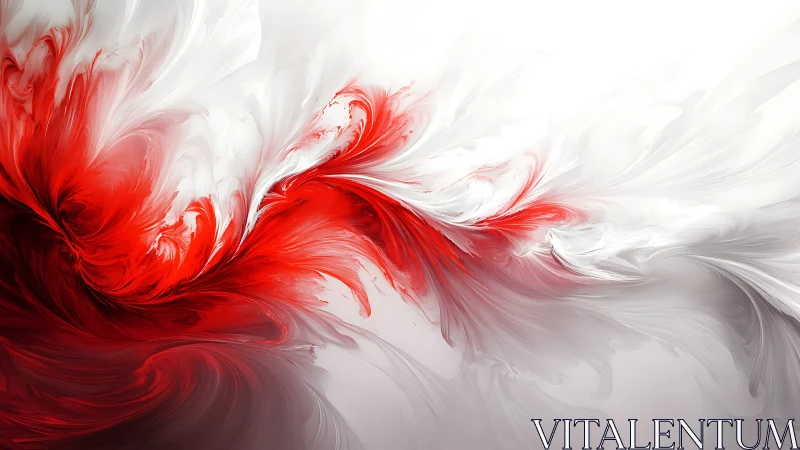 Red and white abstract plume with dynamic swirling motion.
