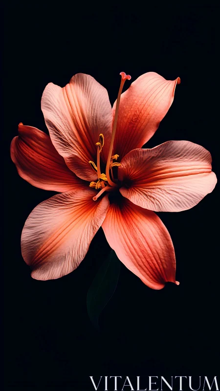 Glowing Coral Hibiscus Against Midnight Black.