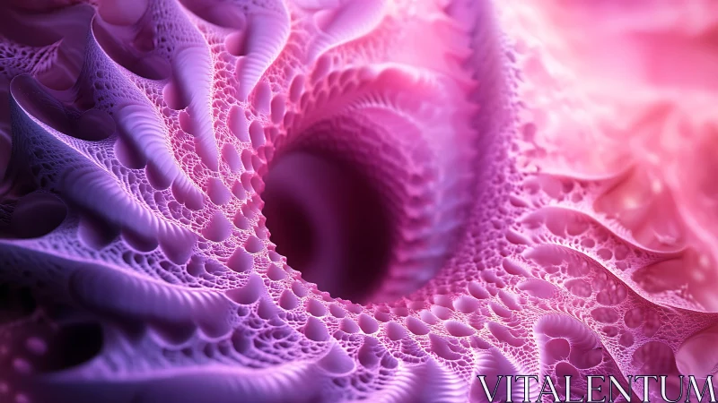 Fractal vortex rendered in luminous pink organic surfaces.