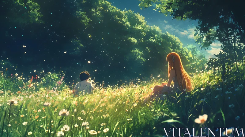 Soft summer meadow talk under drifting golden sunlight.