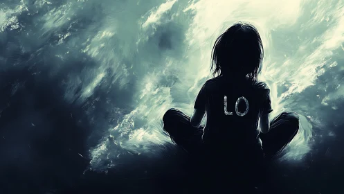 Stormlit silhouette counts quiet seconds between thoughts