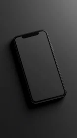 Black smartphone on dark surface with soft shadows