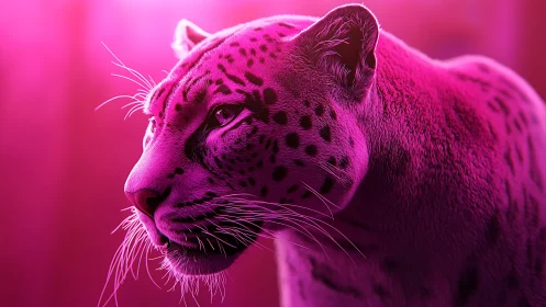 Pink-toned Leopard Portrait Against Magenta Background