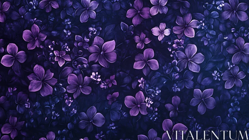 Purple flowers dense against deep blue background.