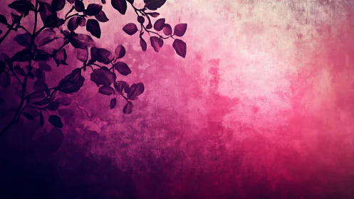 Velvet foliage silhouettes against radiant pink twilight haze.