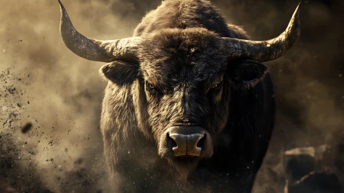 Dust-splitting titan bull charges straight through the gloom