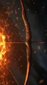 Ignited war bow with ember-lit string and arrow tensioned.