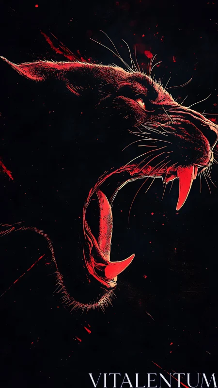 Crimson Beast Unleashed: Digital Fury in Neon Fire.