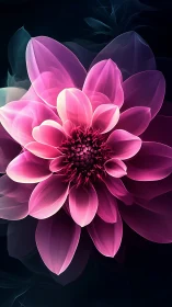 Luminous digital dahlia with translucent pink petals.