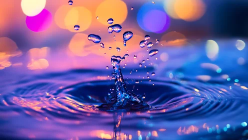 High-speed macro capture of water droplet coronet with bokeh field