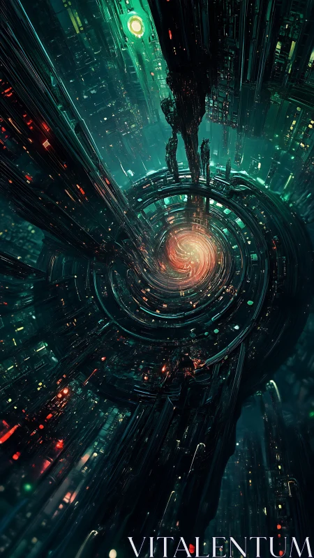 Cylindrical digital structure frames central luminous vortex core