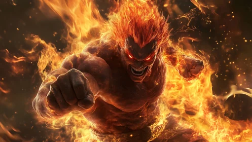 Inferno warrior hurls a blazing punch through molten chaos.
