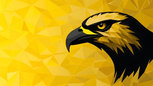 Golden polygon hawk profile slicing through faceted light.