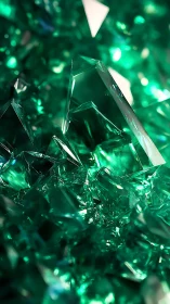 Emerald shard skyline rising from a glittering crystal tide.