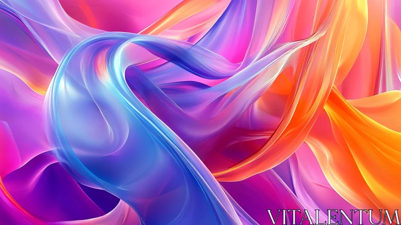 Colored translucent ribbons intersect in a smooth flowing field