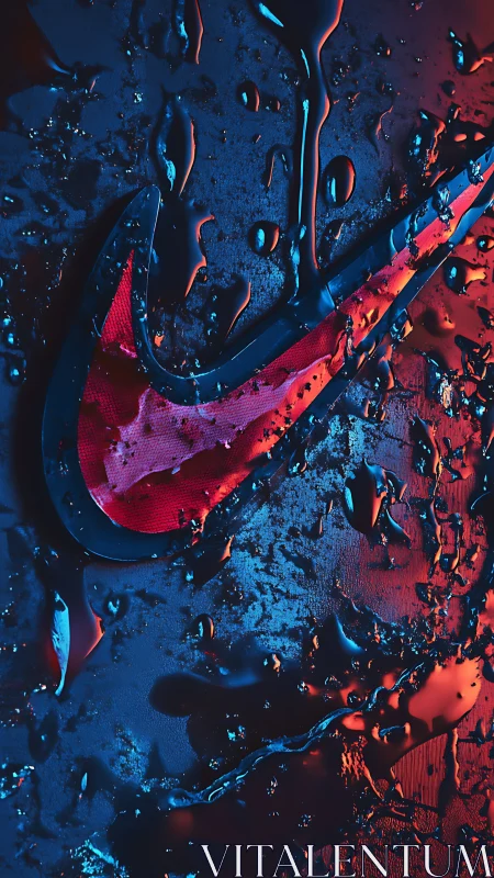 Neon droplets race across a glowing swoosh of electric red