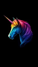 Chromatic unicorn profile with neon spectral gradient detailing.