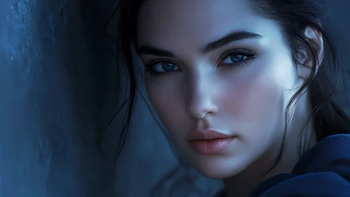 Cool light portrait with hyper-detailed skin shading and depth