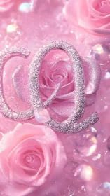 Glittered rose monogram drifting in a pink crystal dream.