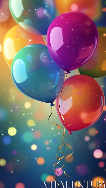 Vibrant Balloons Floating Against Bokeh Background