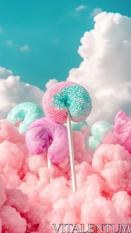 Surreal Lollipop in Cotton Candy Sky