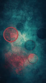 Soft neon circles drifting through a dreamy teal night.