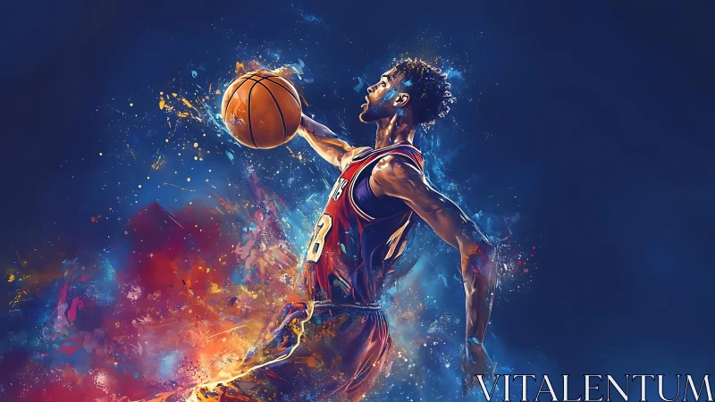 Electric court comet soars through neon-splashed midnight sky